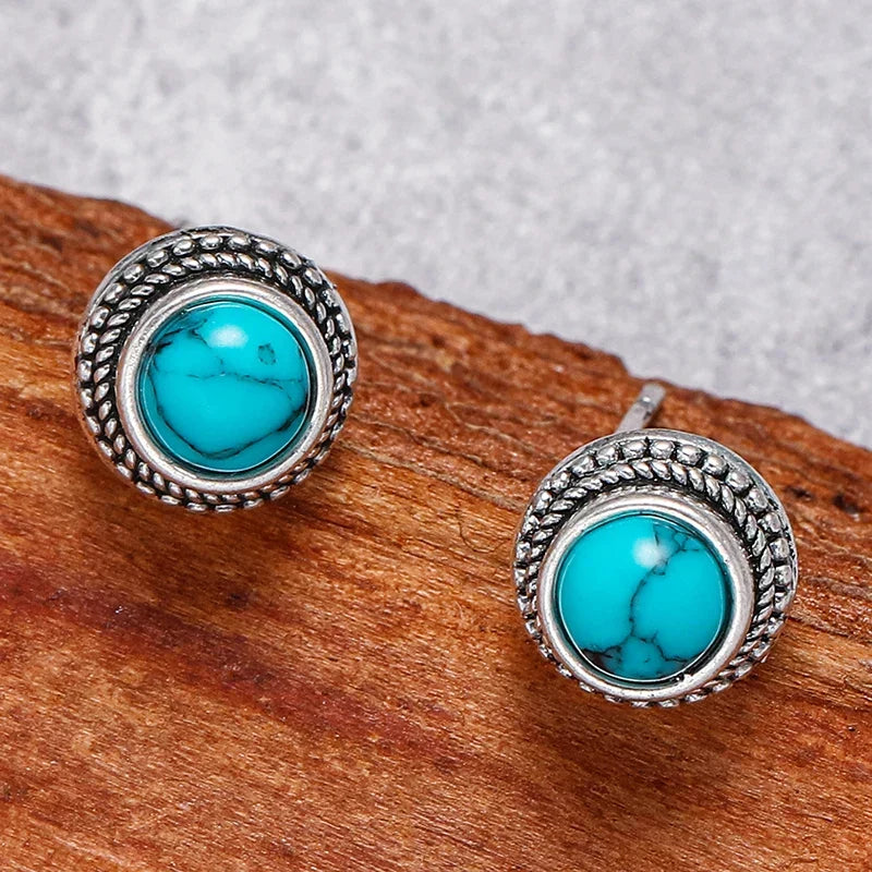 Klassieke Turquoise Stud Oorbellen