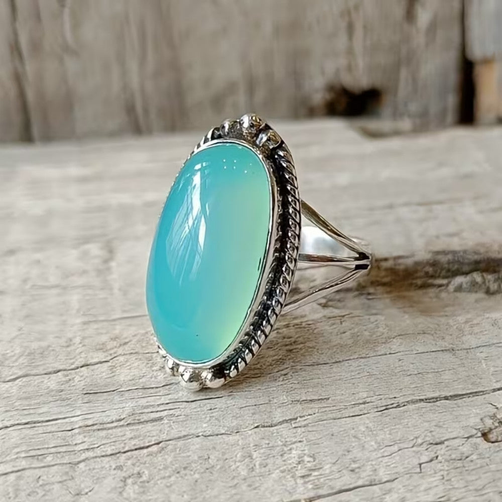 Vintage-geïnspireerde Turquoise Zilveren Ring