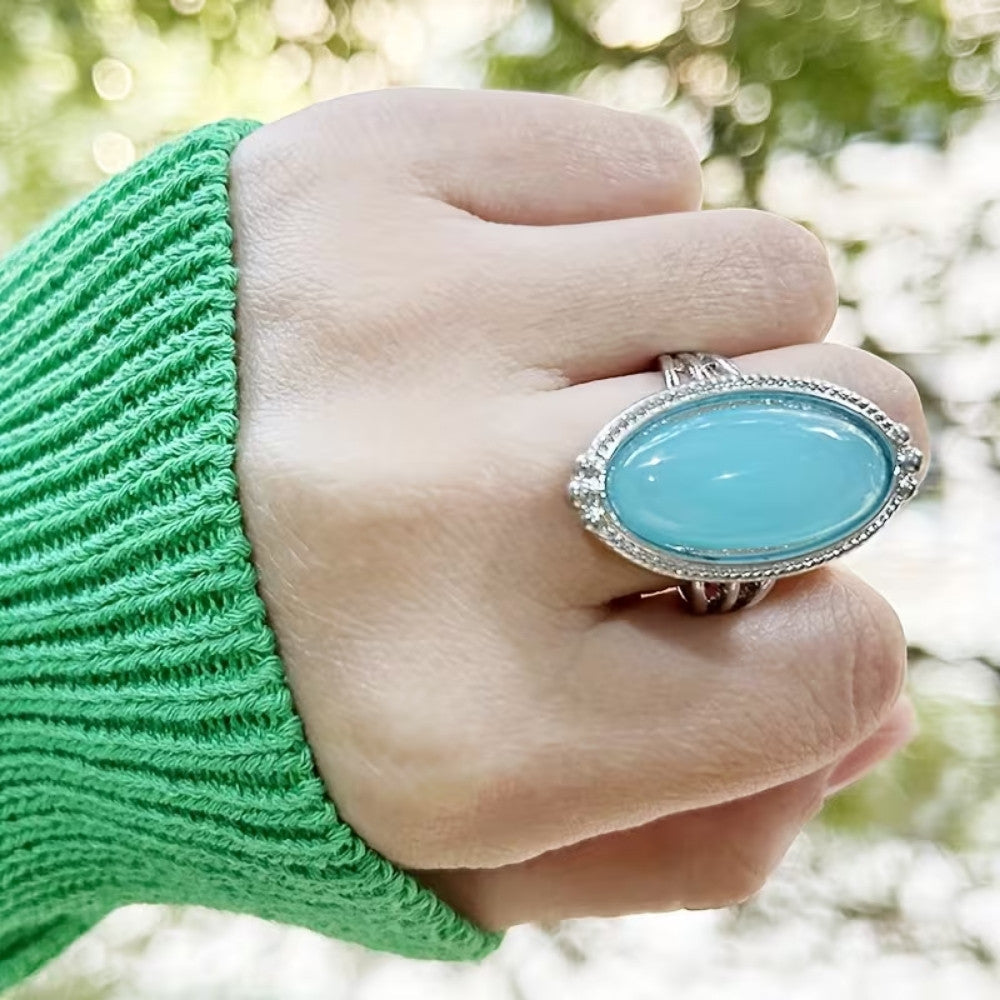 Vintage-geïnspireerde Turquoise Zilveren Ring