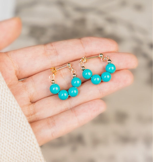 Premium Turquoise Kunst Hoepel Oorbellen