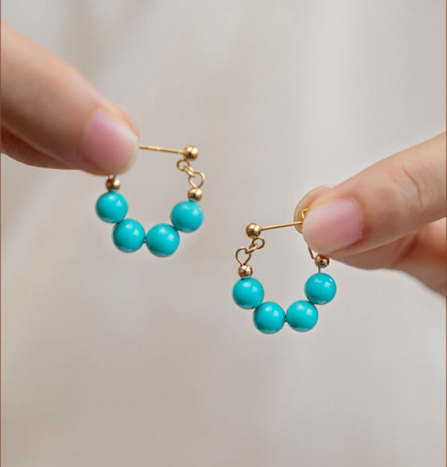 Premium Turquoise Kunst Hoepel Oorbellen