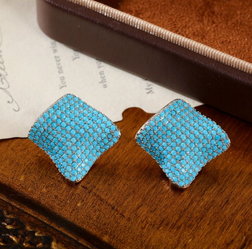 Premium Vierkante Turquoise Stud Oorbellen