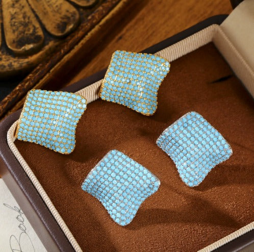 Premium Vierkante Turquoise Stud Oorbellen