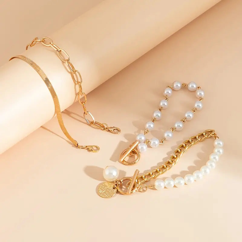 Luxe Gelaagde Parelarmband Set