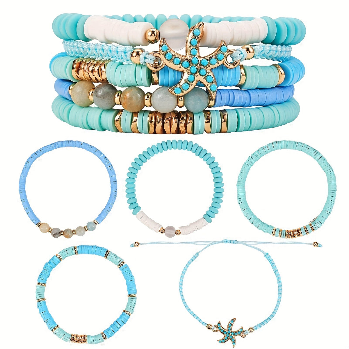 Luxe Turquoise Kustarmband Set van 5