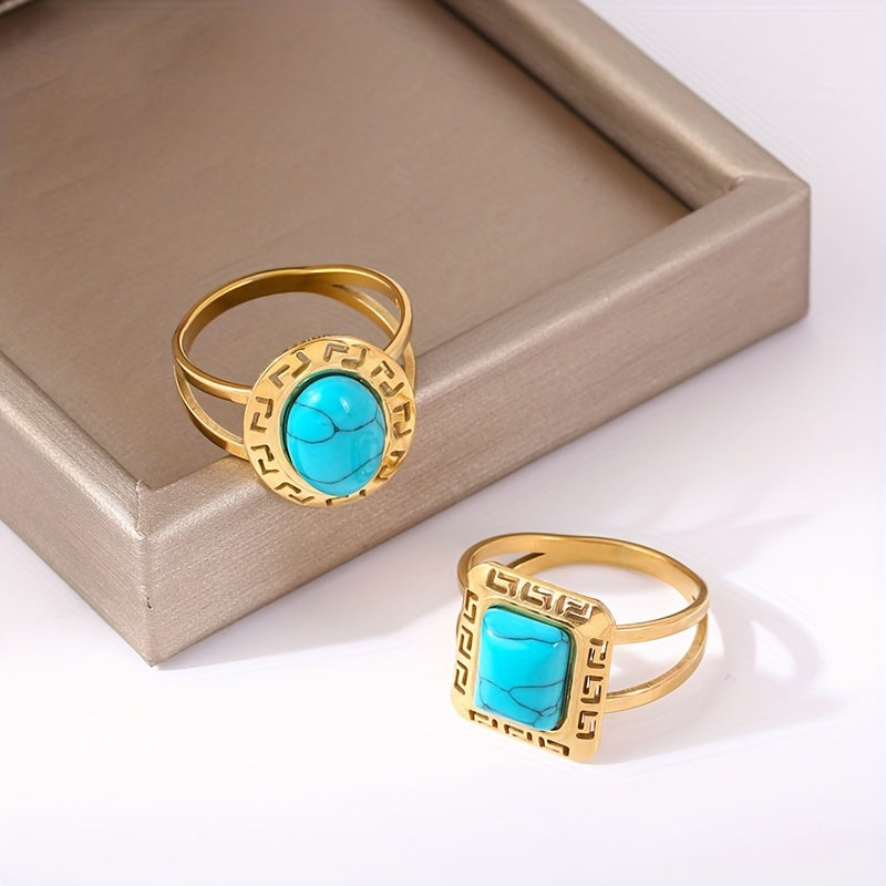 Vintage Turquoise Griekse Sleutelring
