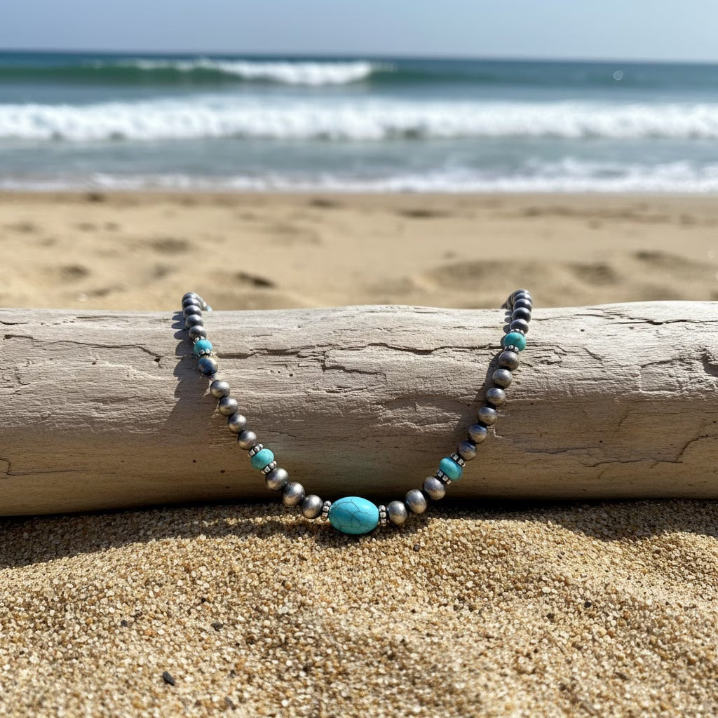 Turquoise Ketting en Oorbellen Moderne Ketting