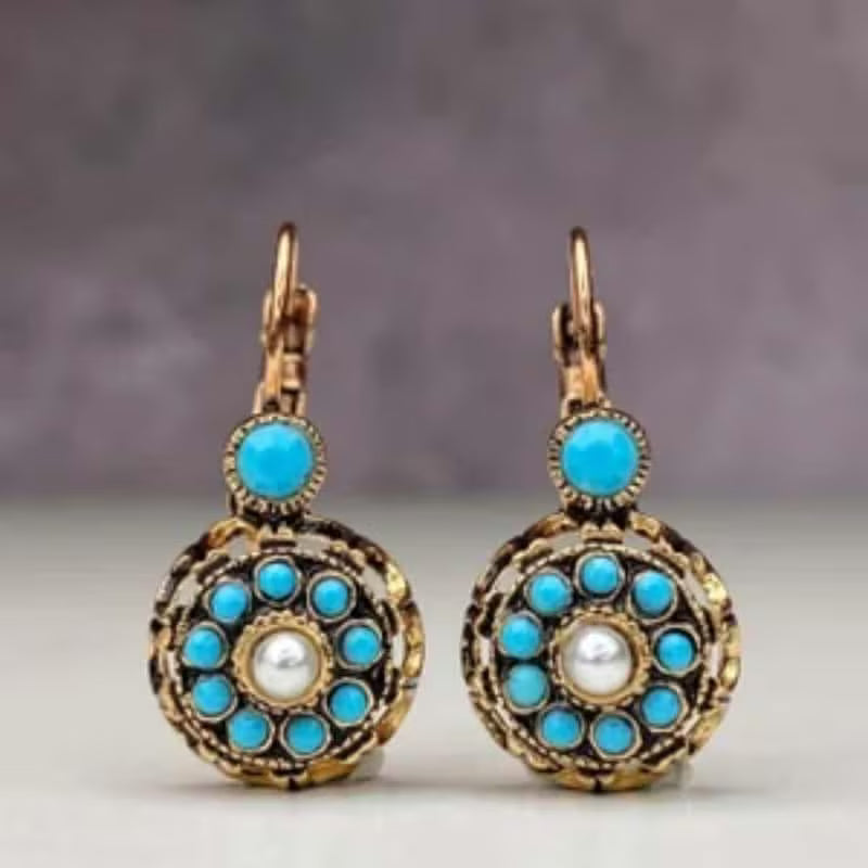 Premium Parels Bloom en Turquoise Oorbellen