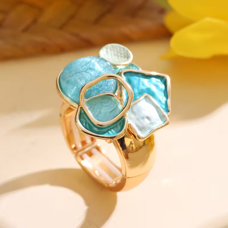 Turquoise Mozaïek Cocktailring