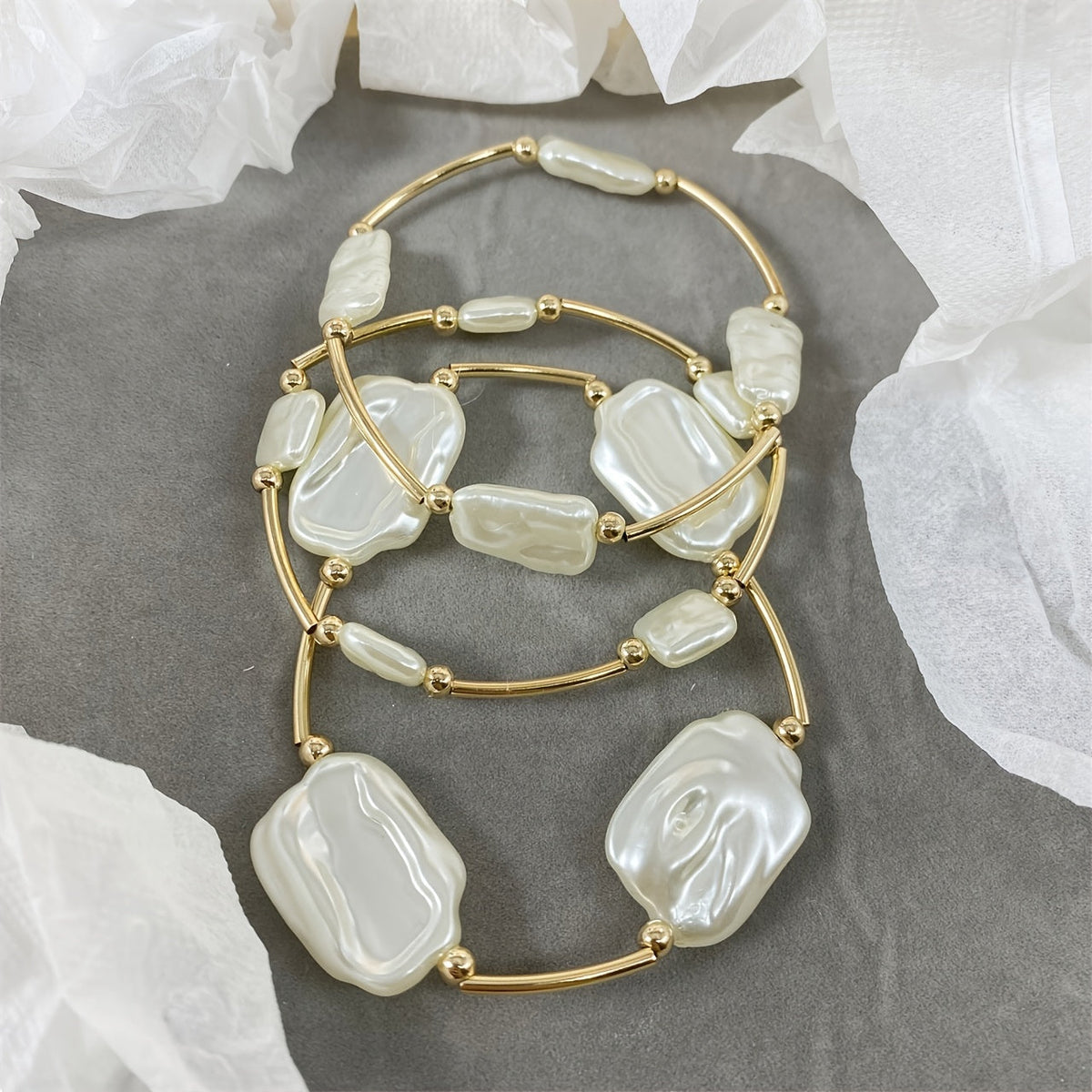 Premium Barok Parel Armband Set van 3