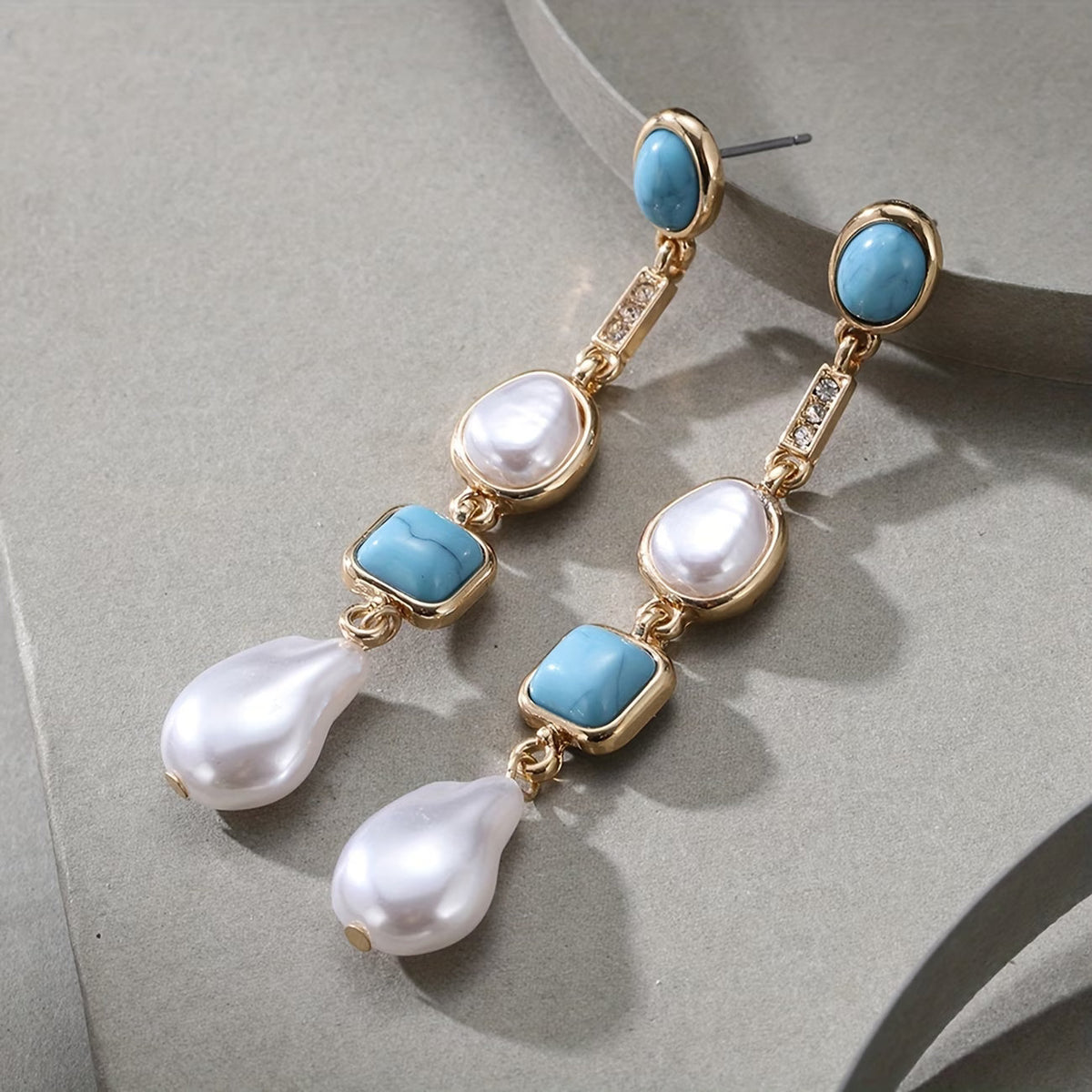 Statement Turquoise Parel Oorbellen