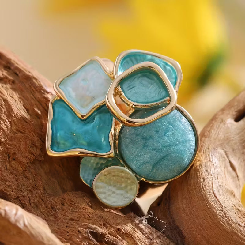 Turquoise Mozaïek Cocktailring