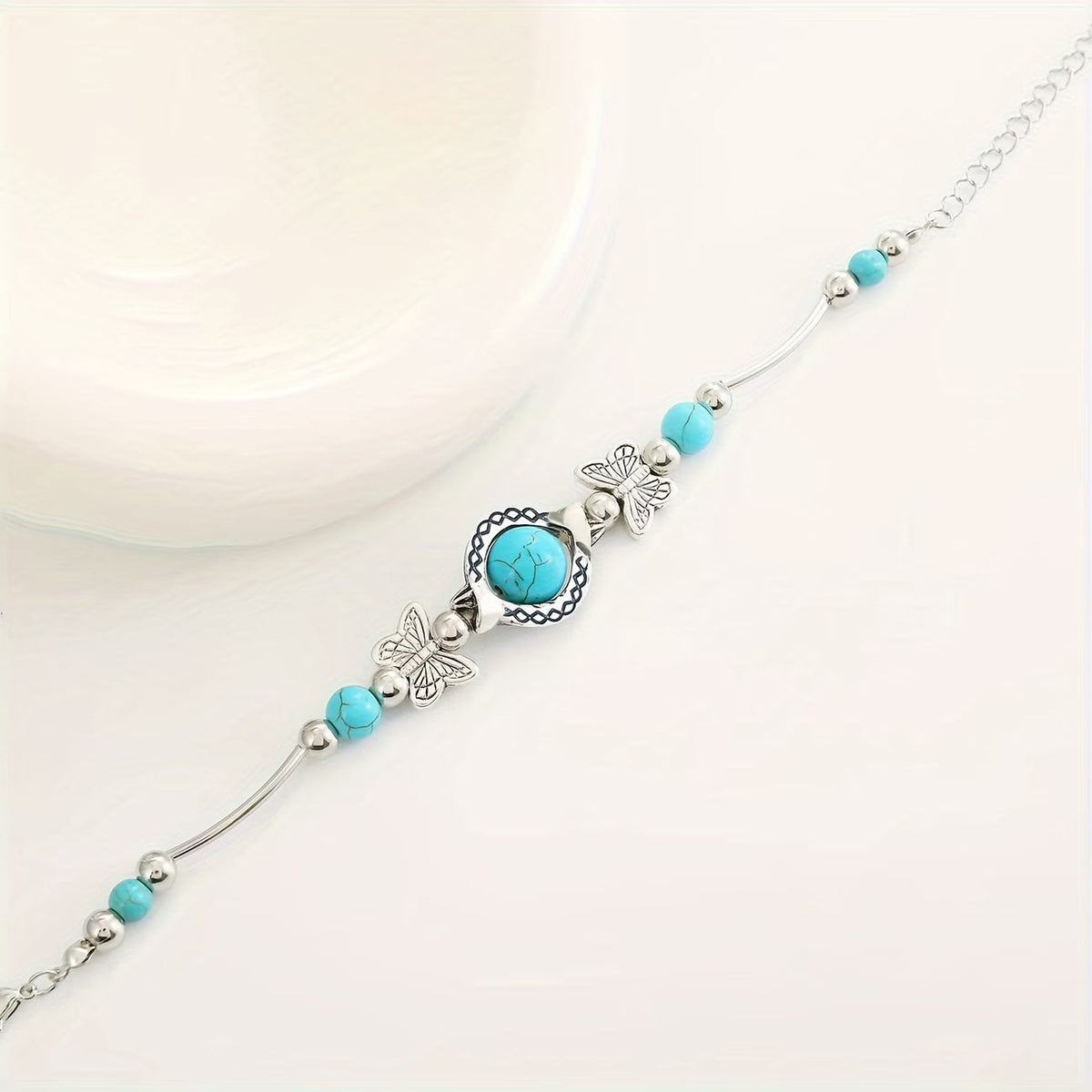 Vintage Zilveren Turquoise Vlinder Armband