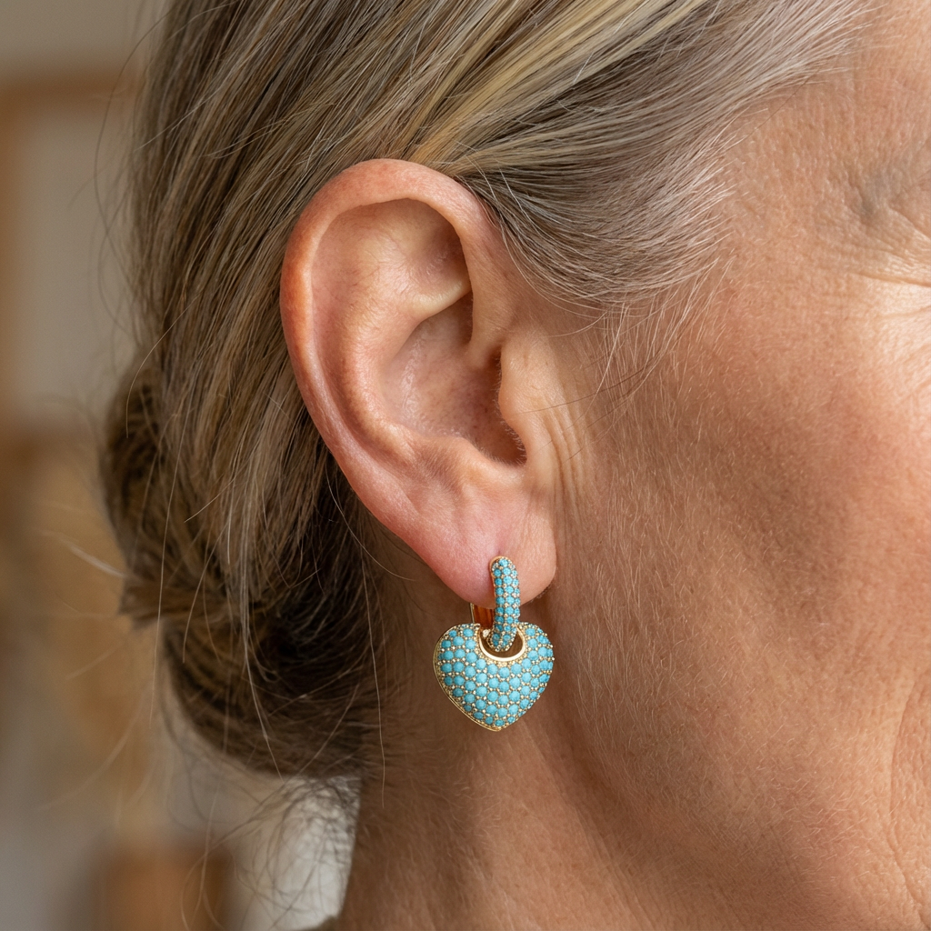 Elegante Turquoise Hart Oorbellen