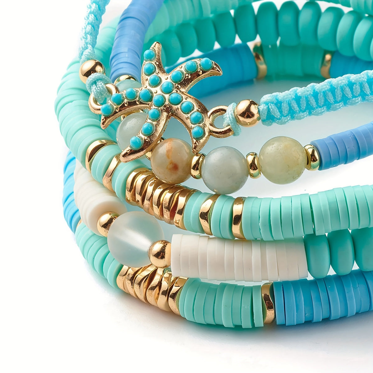Luxe Turquoise Kustarmband Set van 5