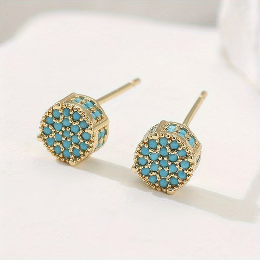 Gouden Turquoise Stud Oorbellen