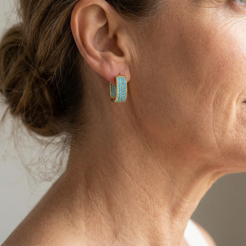 Turquoise Crush Gouden Hoepels