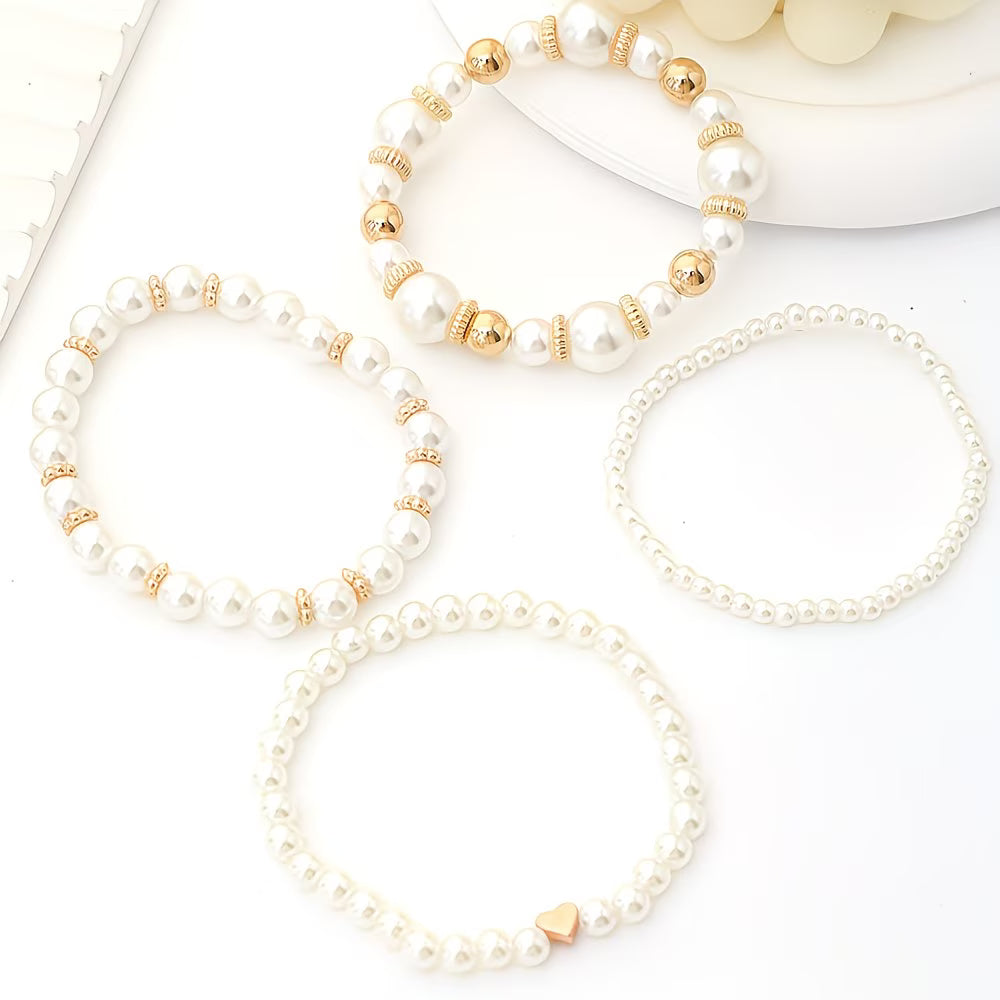 Parel Stapelarmband Set van 8