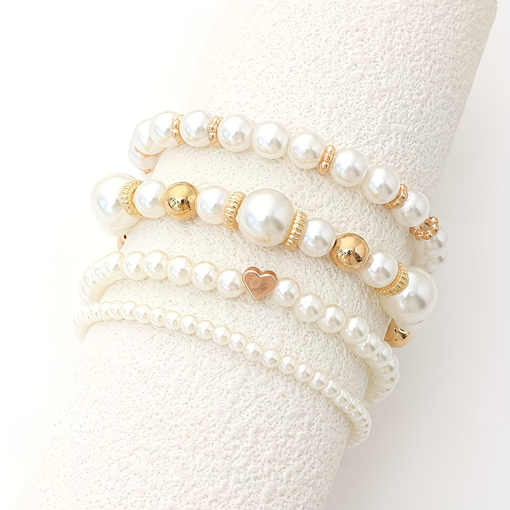 Parel Stapelarmband Set van 8