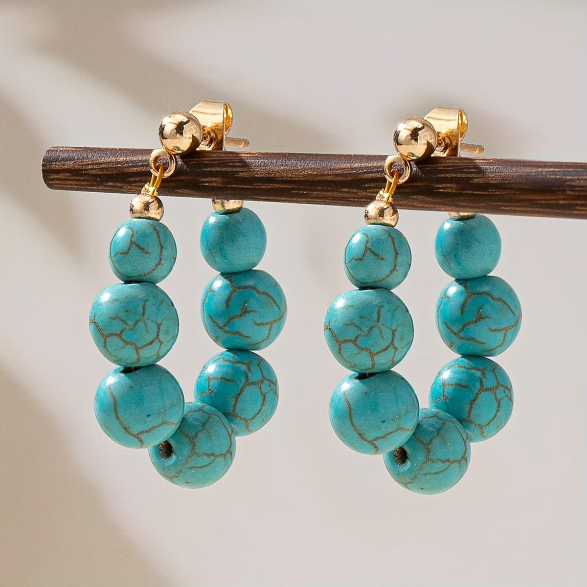Turquoise Kunst Hoepel Oorbellen