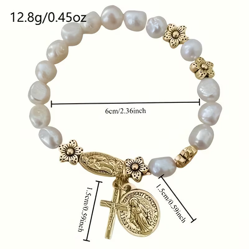 Elegante Parels Bloem Geloof Armband
