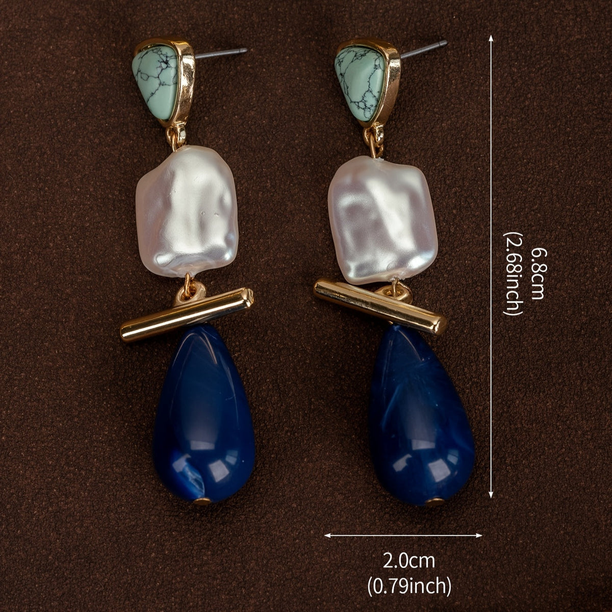 Luxe Turquoise Parels Dangle Oorbellen