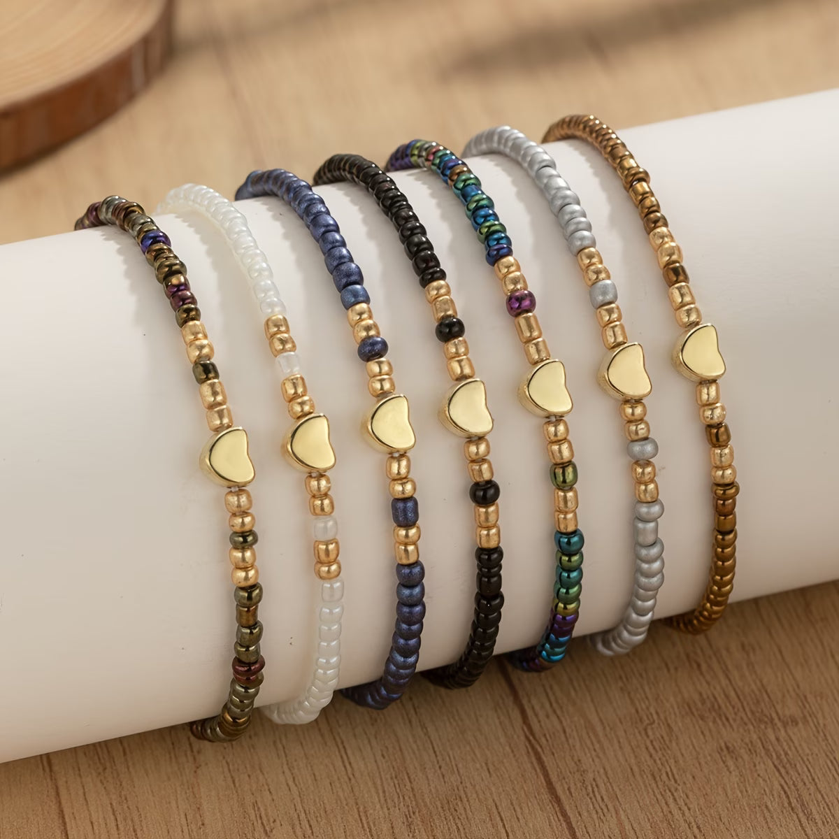 Subtiele Hart Kralen Armband Set van 7
