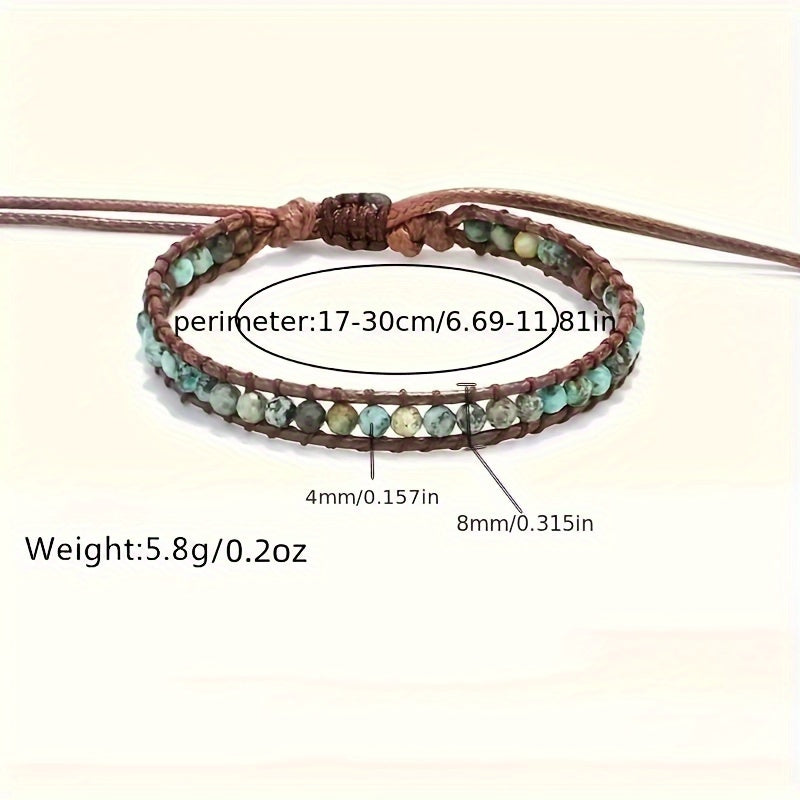 Boho Verstelbare Turquoise Steen Wikkelarmband