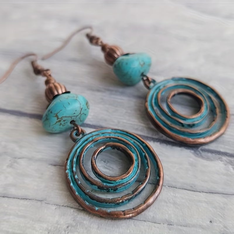 Turquoise Koperen Oorbellen