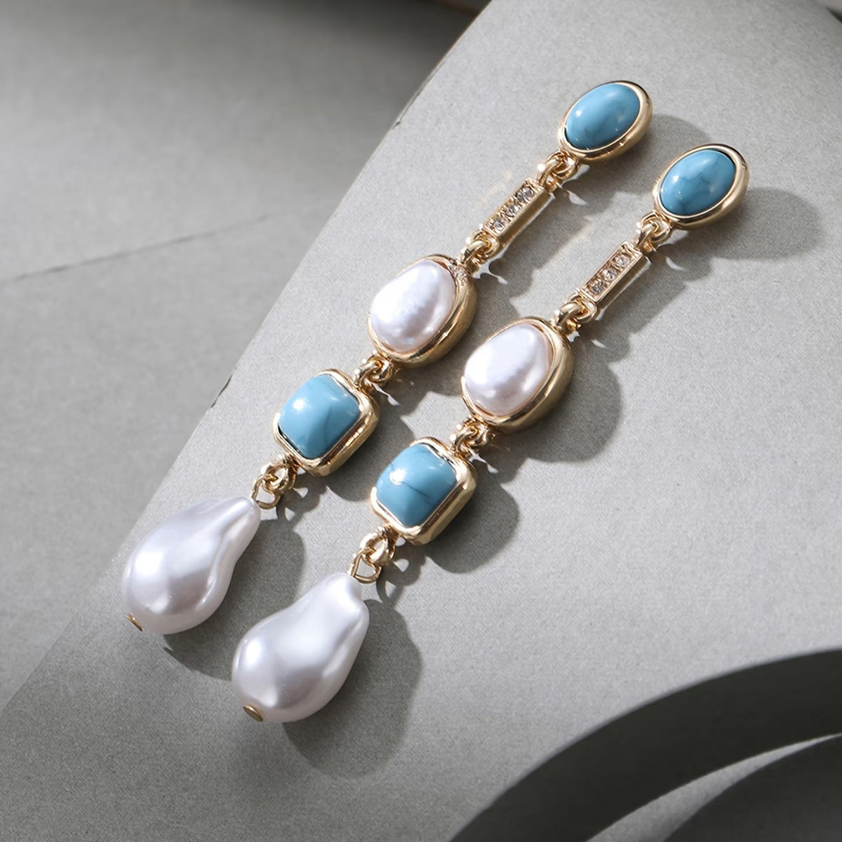 Statement Turquoise Parel Oorbellen