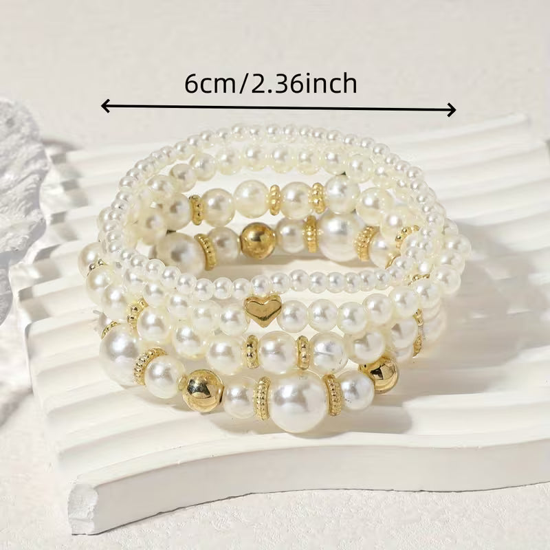 Parel Stapelarmband Set van 8