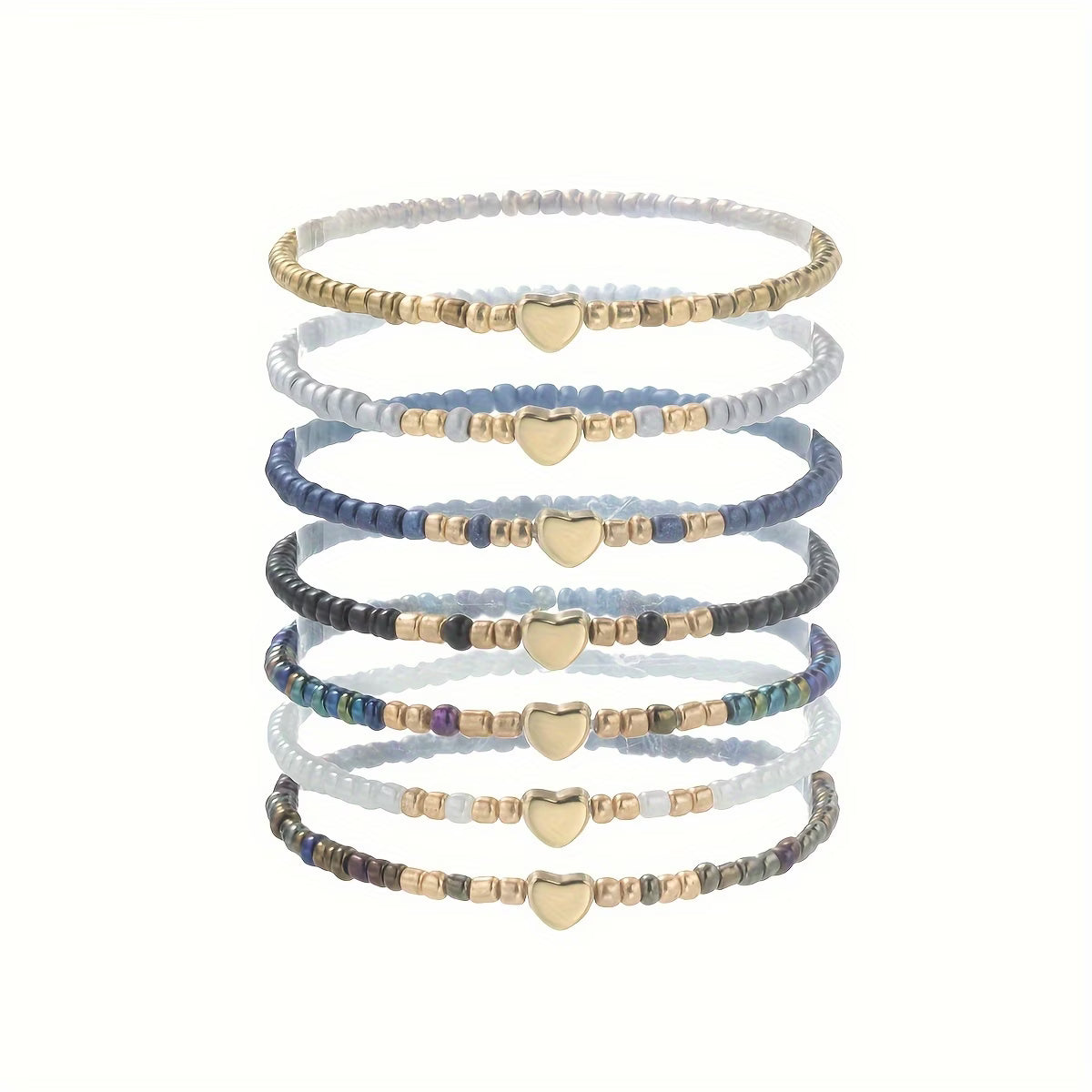 Subtiele Hart Kralen Armband Set van 7