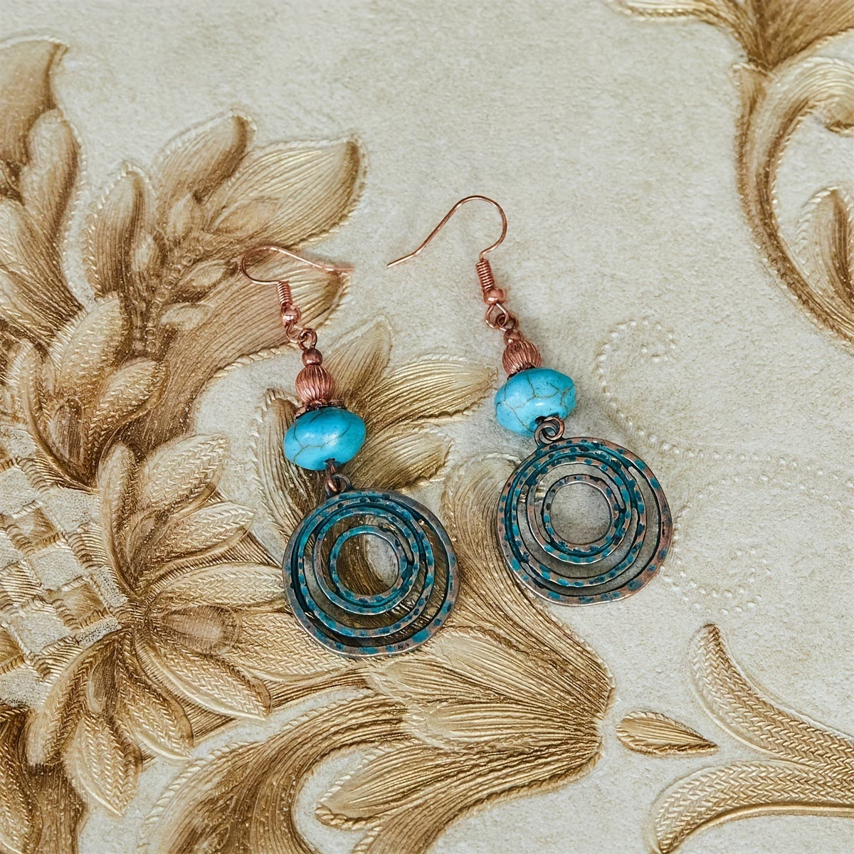 Turquoise Koperen Oorbellen