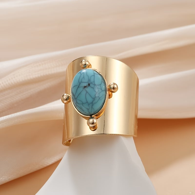 Verstelbare Gouden Turquoise Steen Ring