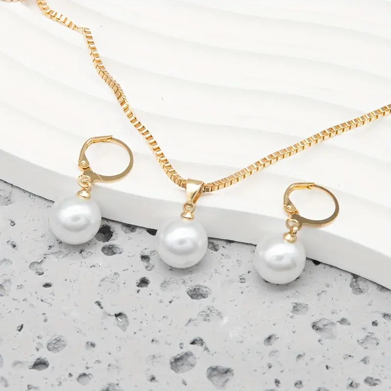 Elegante Gracieuse Parel Ketting Set