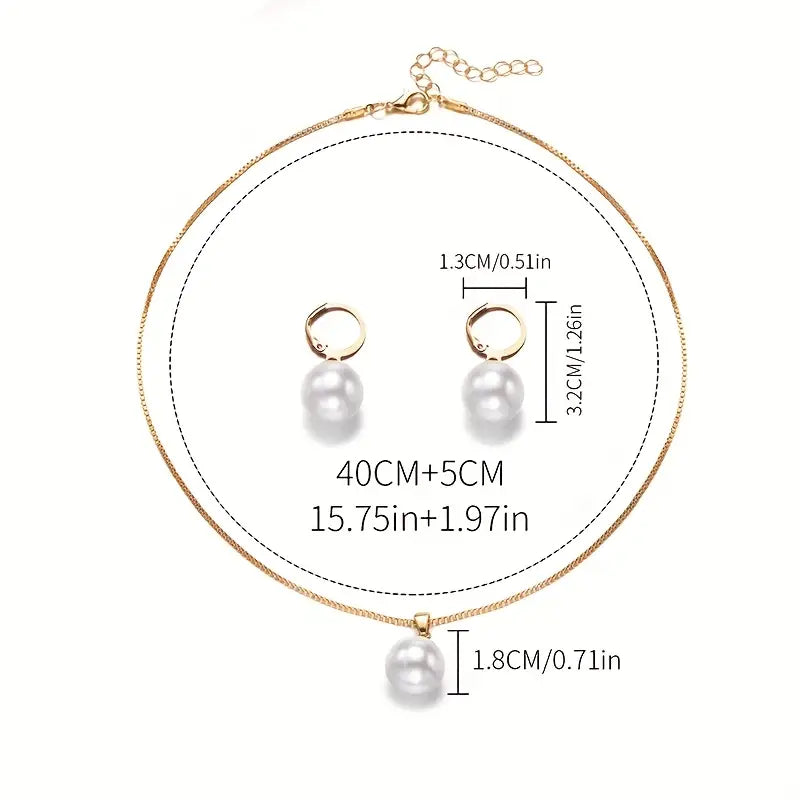 Elegante Gracieuse Parel Ketting Set