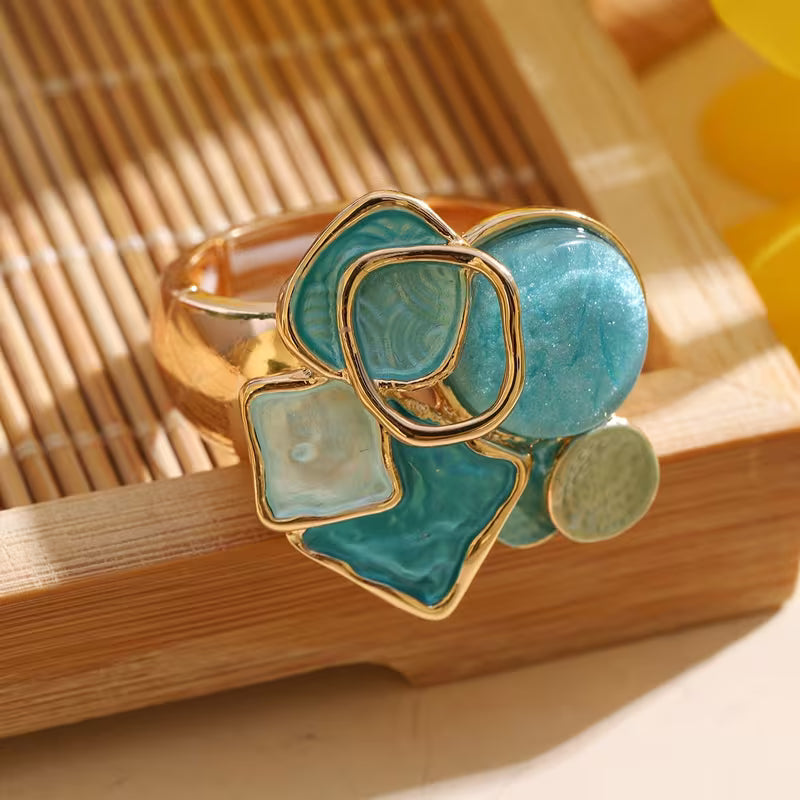 Turquoise Mozaïek Cocktailring