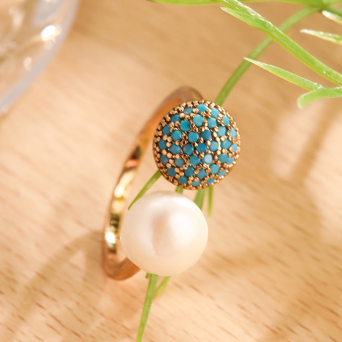 Parel en Turquoise Schoonheidsring