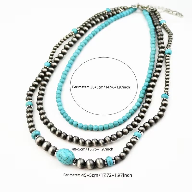 Turquoise Gelaagde Ketting Moderne Ketting