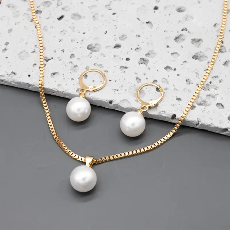 Elegante Gracieuse Parel Ketting Set
