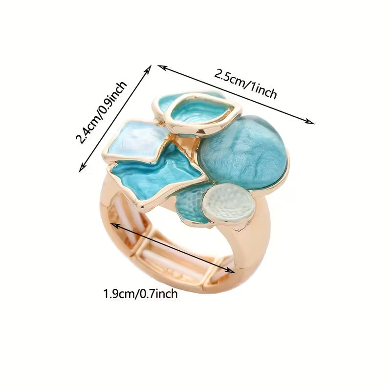 Turquoise Mozaïek Cocktailring