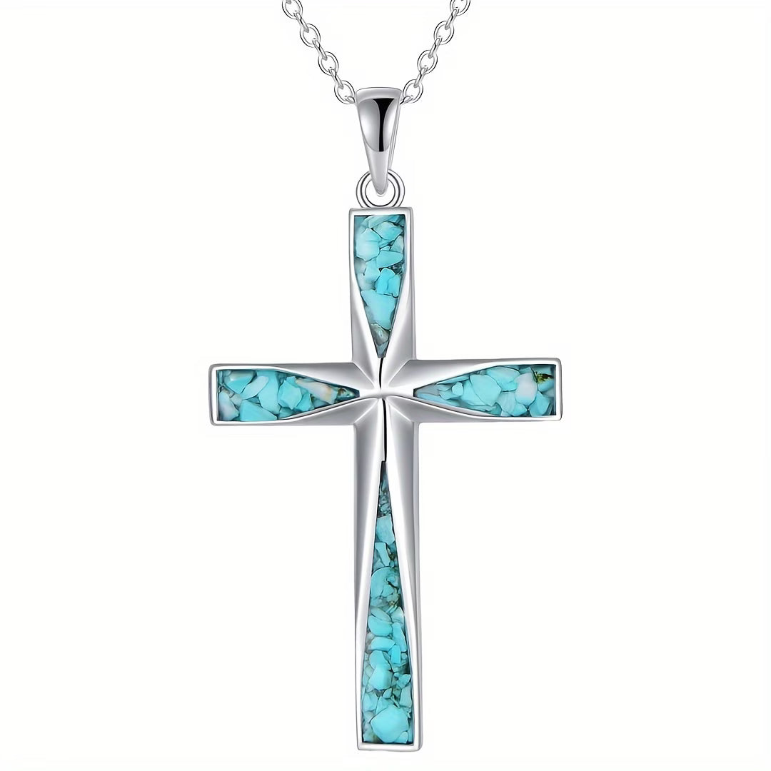 Hemelse Turquoise Kruis Ketting