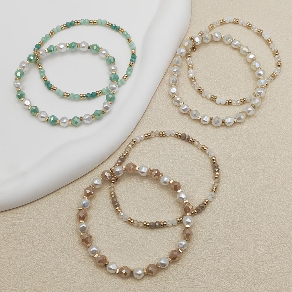 Bohemian Parel Turquoise Armband Set