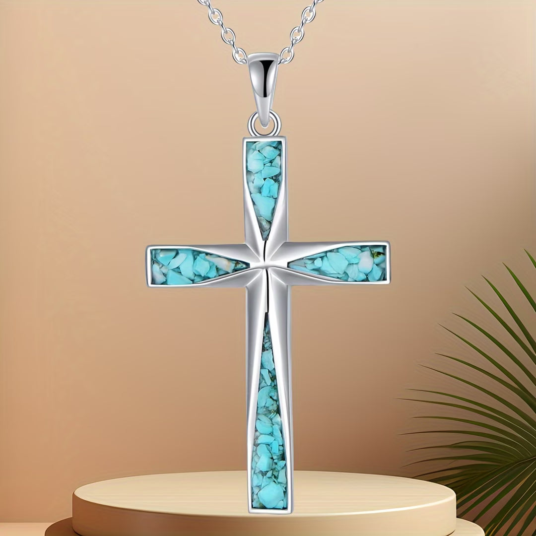 Hemelse Turquoise Kruis Ketting