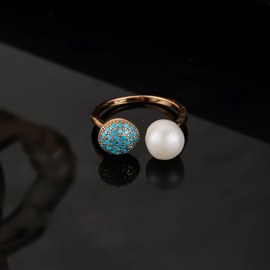 Parel en Turquoise Schoonheidsring