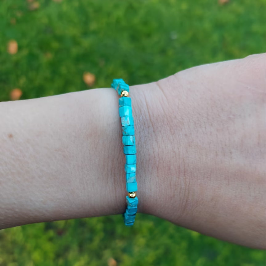 Verstelbare Dikke Vierkante Steen Turquoise Armband
