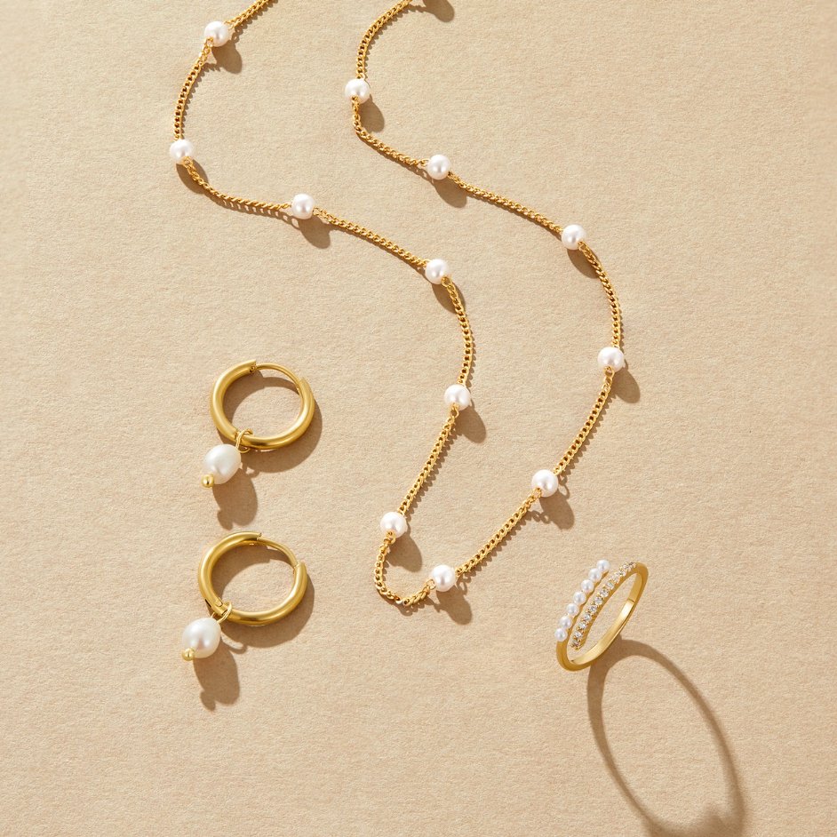 Essentiële Parel Hoops Oorbellen
