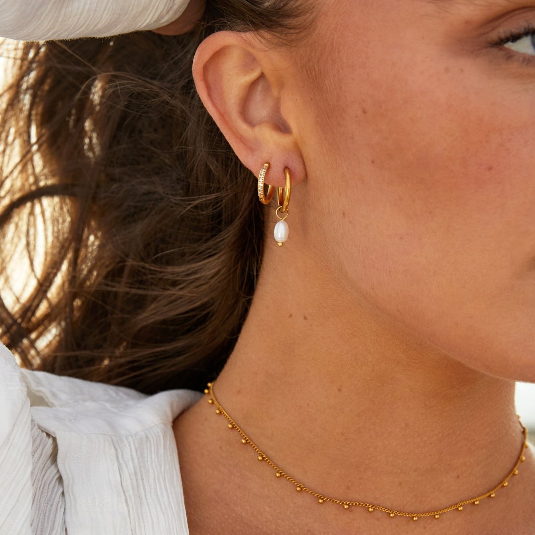 Essentiële Parel Hoops Oorbellen