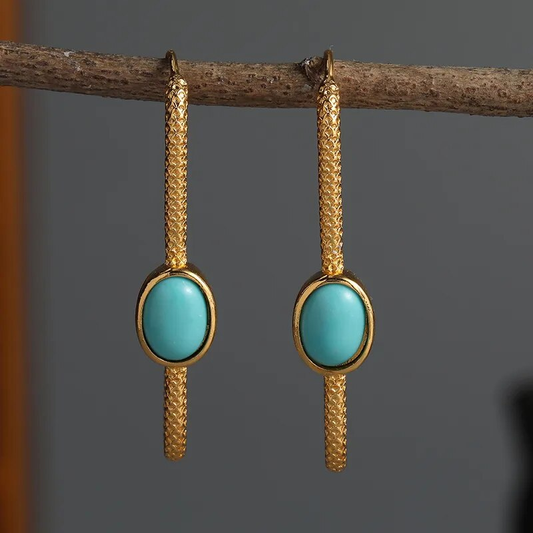 Chique Turquoise Gouden Dangle Oorbellen