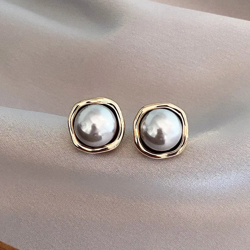 Luxe Zwarte Parel Stud Oorbellen